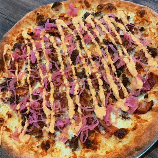 Pizza Of The Month Chef Special. The Bacon Cheeseburger..