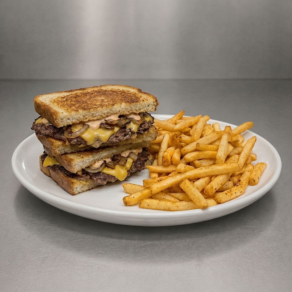 Sande's Patty Melt and Fries.