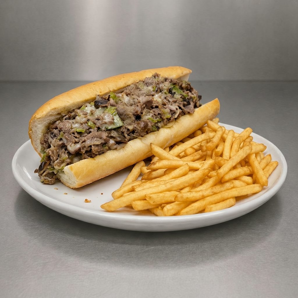 Loaded Philly Cheesesteak With Fries..