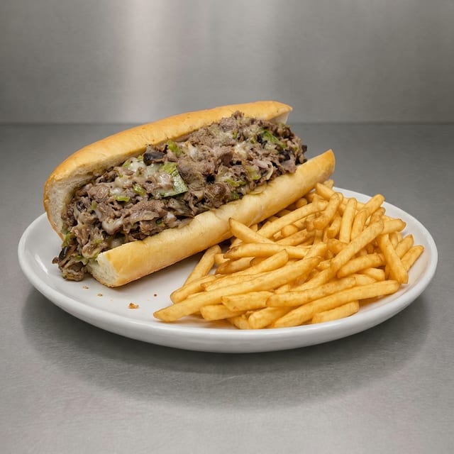 Loaded Philly Cheesesteak With Fries..