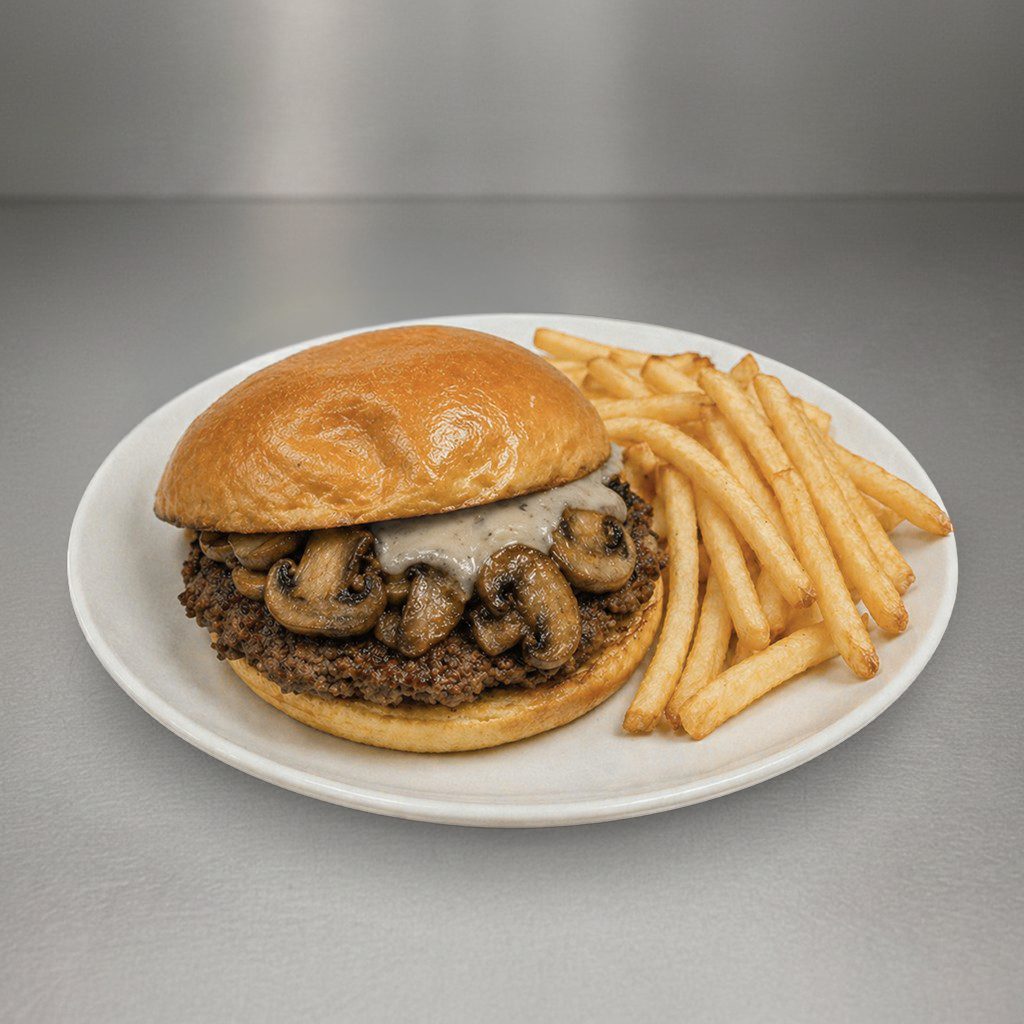 Gary's Mushroom Melt Burger.