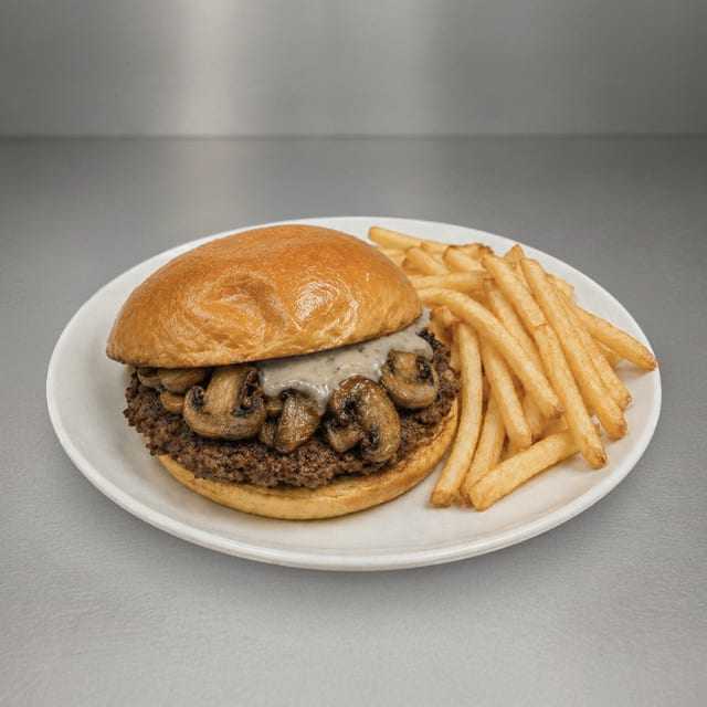Gary's Mushroom Melt Burger.
