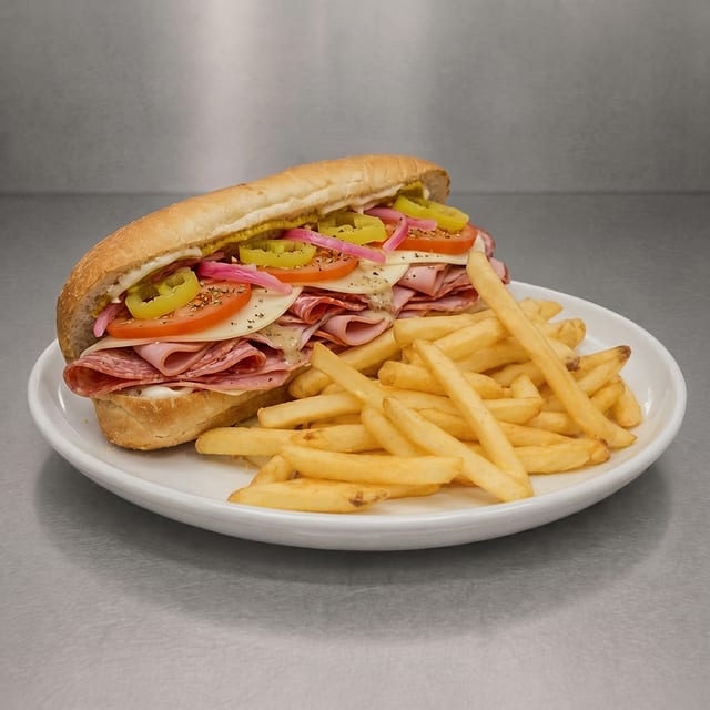 The Soprano Sandwich With Fries.