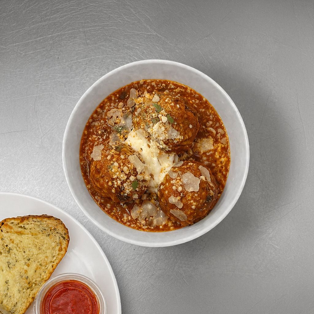 Nonna's Meatballs with Garlic Bread.